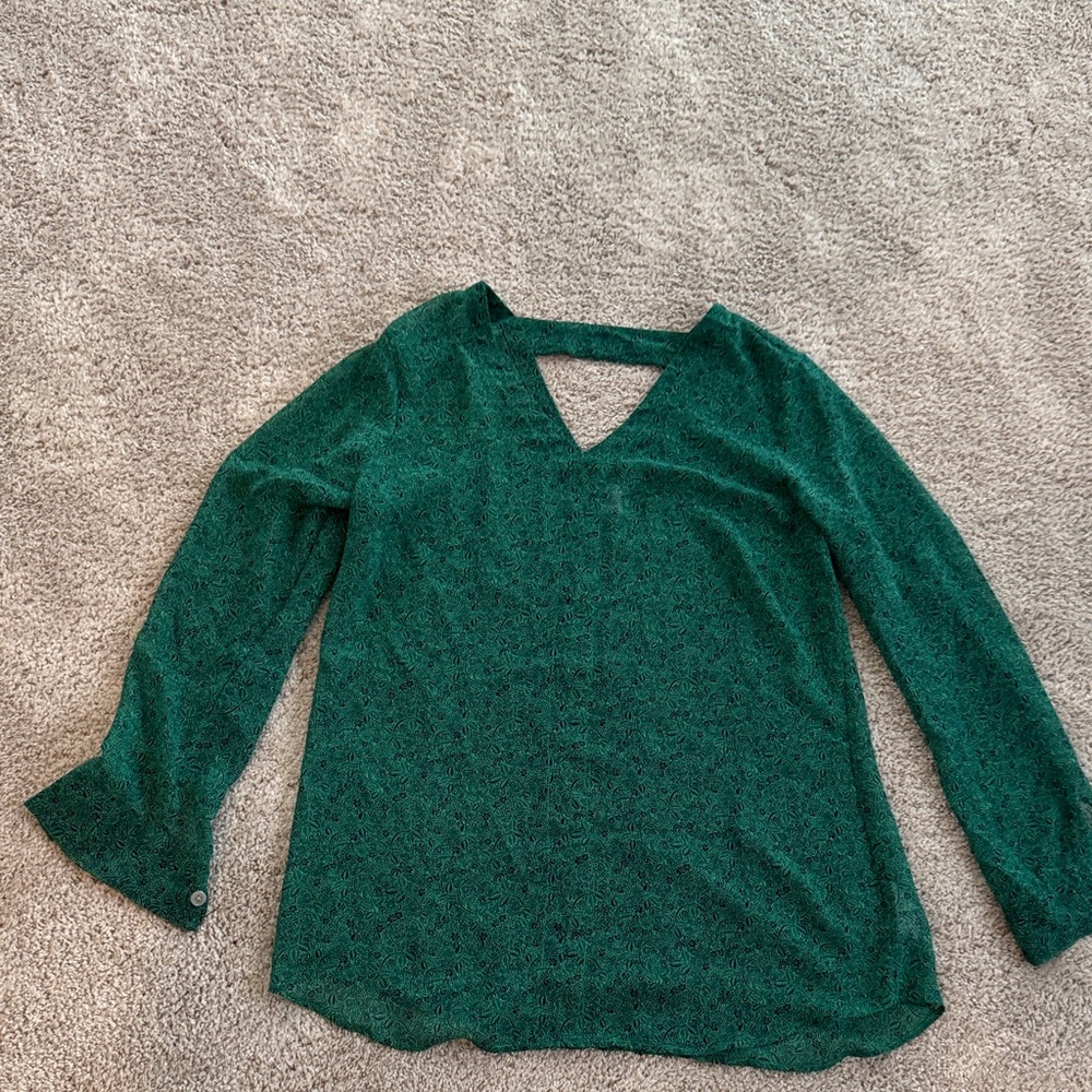 CAbi Green V-Neck Blouse